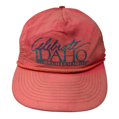 Celebrate Idaho Centennial 1890-1990 Strapback Hat Pink OS Adjustable Rope Mohrs