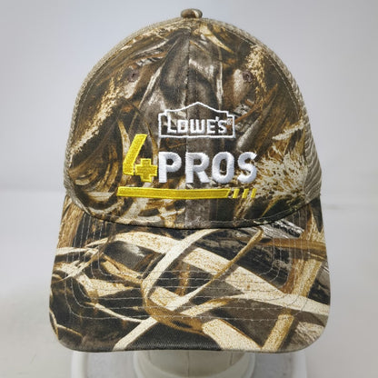 Lowe's 4 Pros Camo Trucker Hat Brown Mesh Back One Size Snapback Logo Hardware