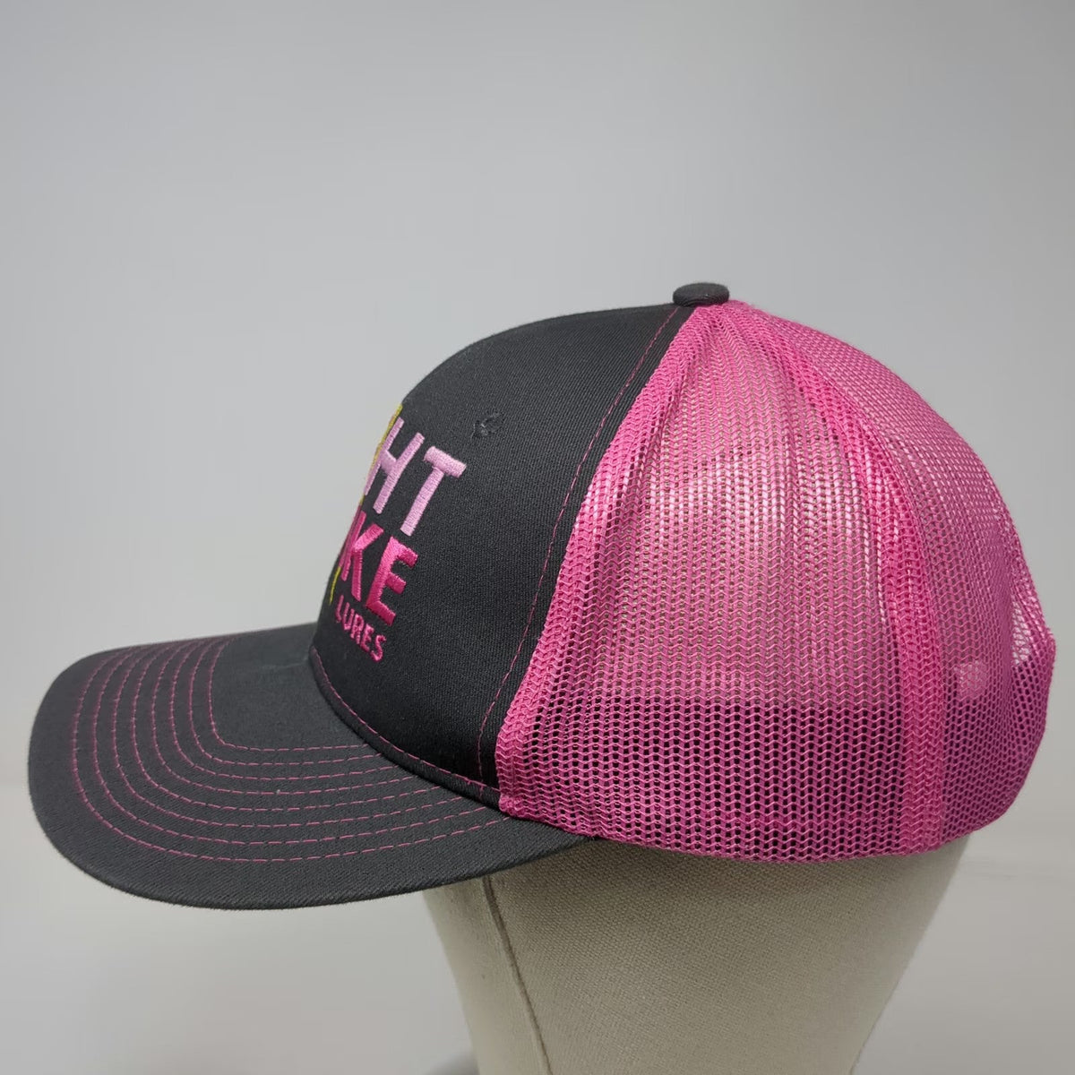Port Authority Trucker Hat Black Pink One Size Night Strike Lures Mesh Snapback