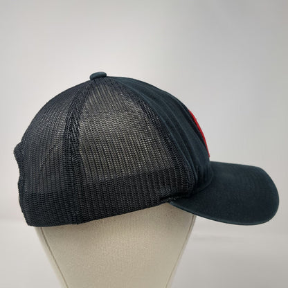 Hurley Trucker Hat Black Red White Blue One Size American Flag Patch Snapback