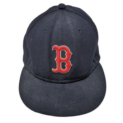 New Era Boys Fitted Hat Blue 6 3/4 Embroidered Boston Red Sox Logo 59Fifty