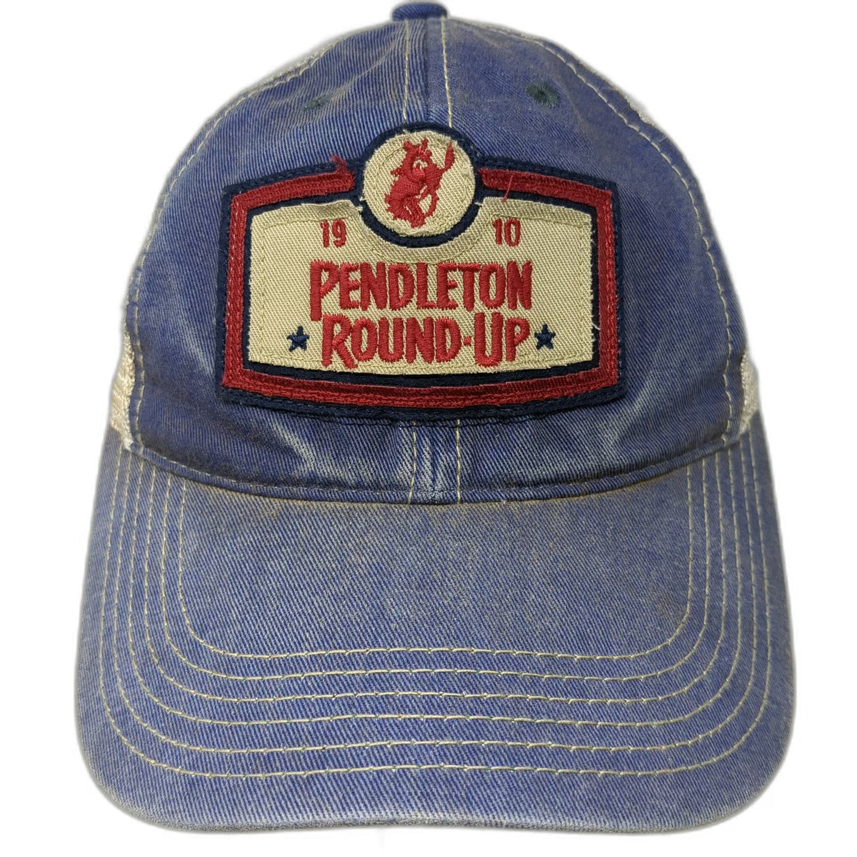 Legacy Pendleton Round-Up Trucker Hat Gray Beige Red OSFM Snapback Mesh Patch