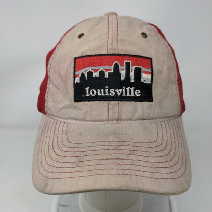 Zephyr Snapback Mesh Back Trucker Hat Louisville Embroidered Logo Tan Red