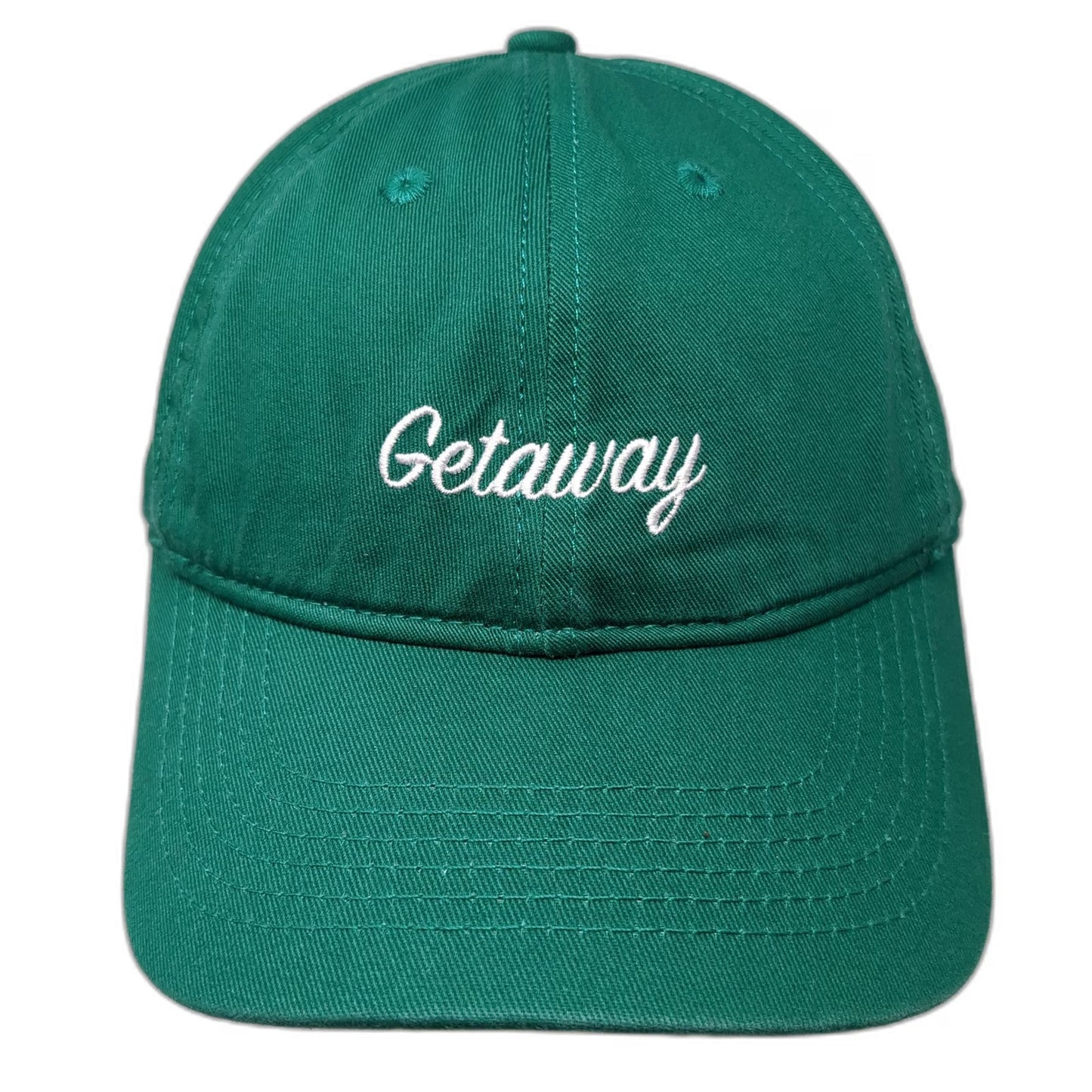 Getaway Baseball Cap Green One Size Slideback Hat EST 2015 Cotton Unstructured