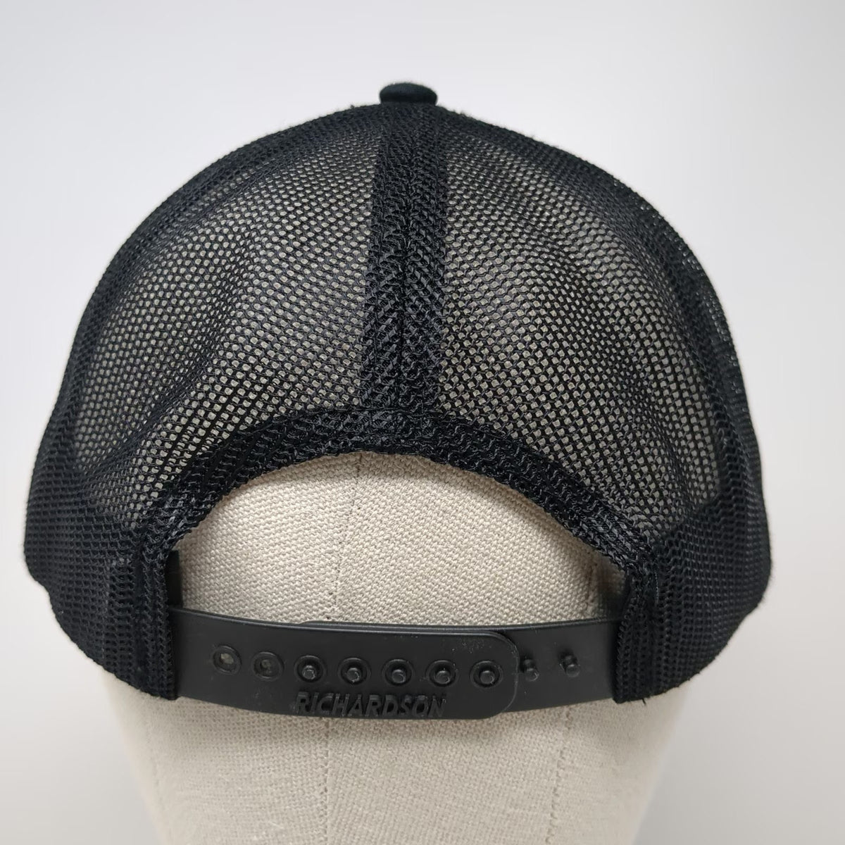 Richardson Trucker Hat Black One Size Leather Patch B.A. Fischer Snapback