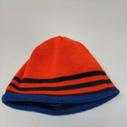 Adidas Beanie Hat Blue One Size Stretch Knitted 3 Stripes Embroidered Logo