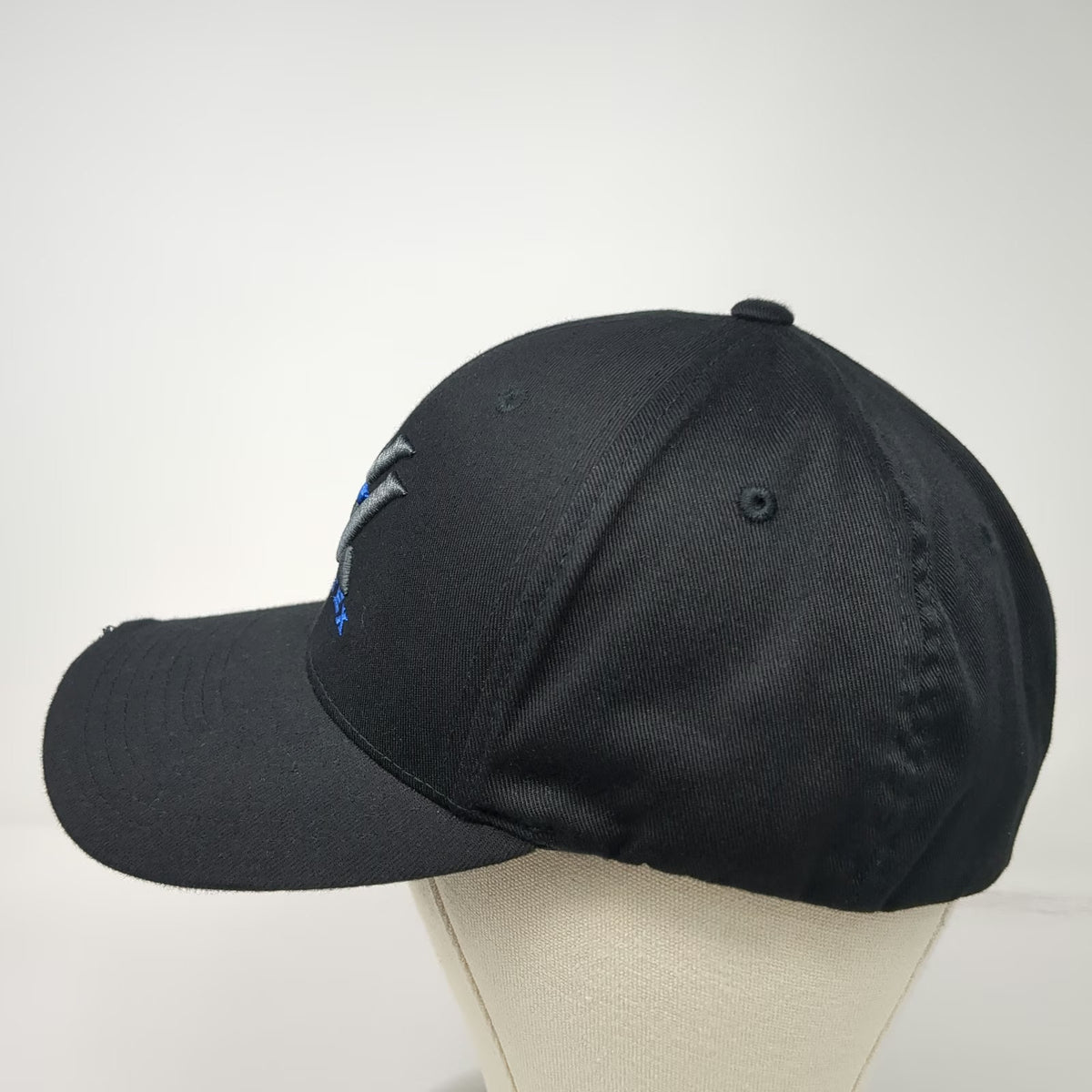 Vortex Baseball Cap Black XL Flexfit Structured Embroidered Logo Distressed Hat