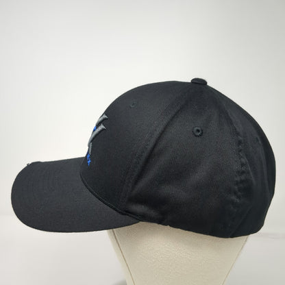Vortex Baseball Cap Black XL Flexfit Structured Embroidered Logo Distressed Hat