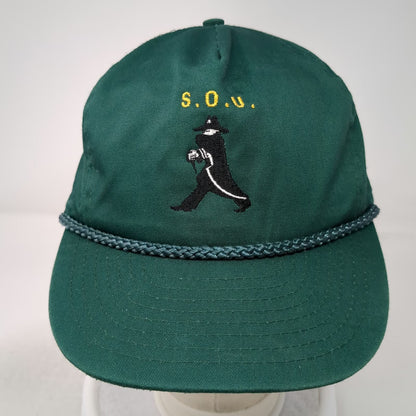Nissin Cap 5 Panel Green One Size Slideback Rope S.O.U. Logo Embroidered Hat