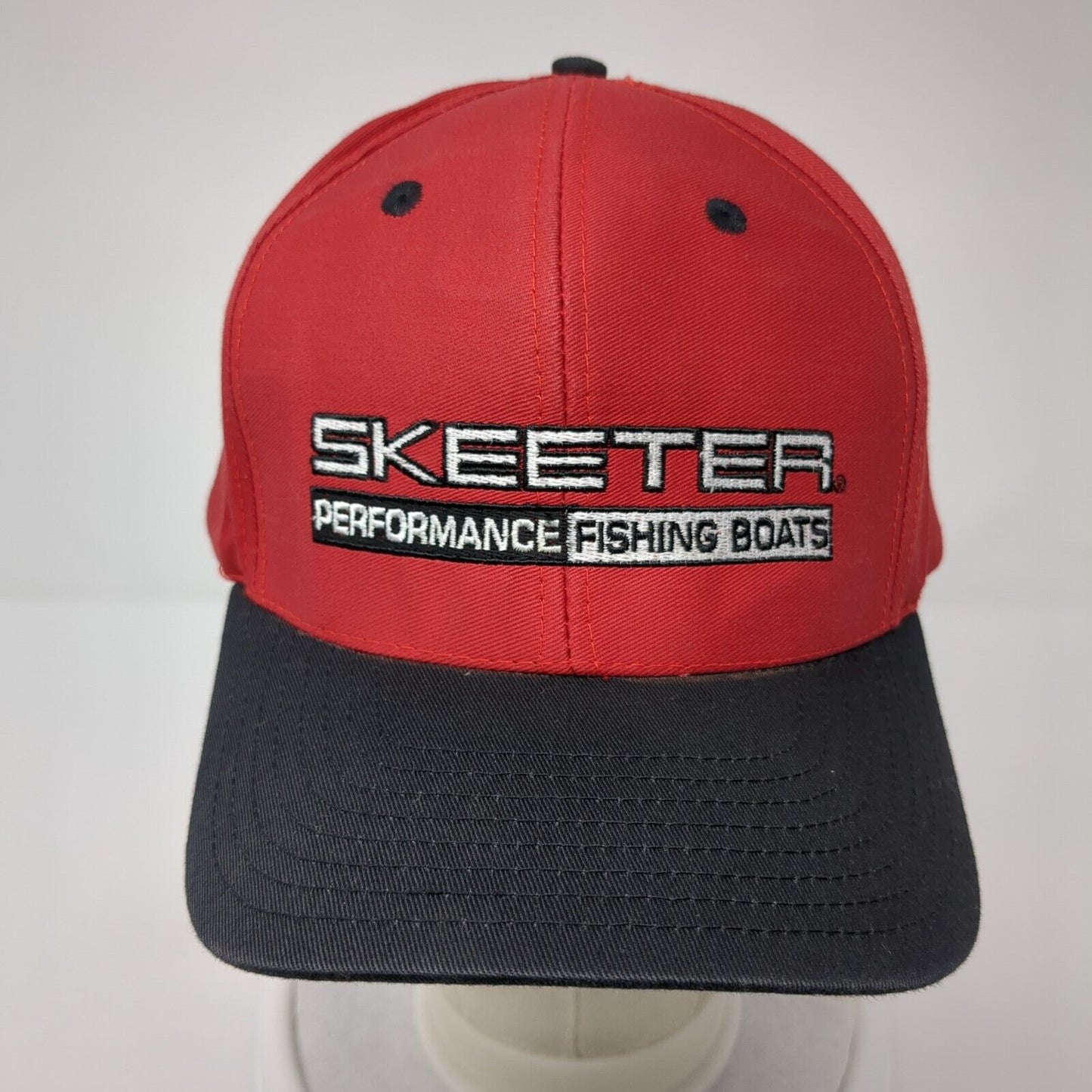 Skeeter Snapback Hat Red One Size Adjustable Eat Sleep Fish Colorblock