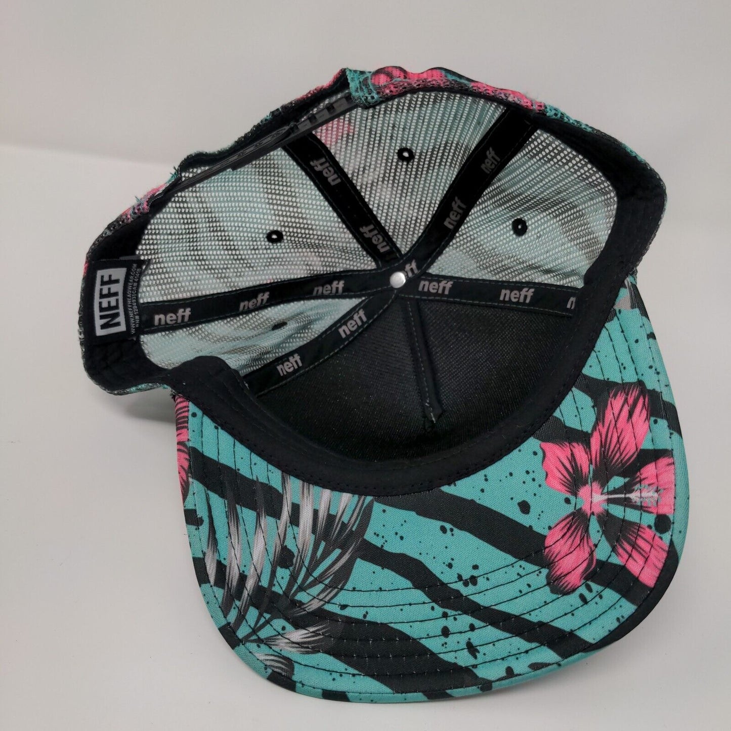 Neff Snapback Mesh Back Trucker Hat Multi One Size Floral Hawaiian