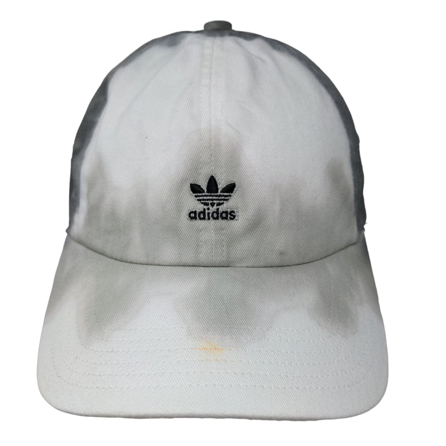 Adidas Men's Slideback Hat White Black OSFA Embroidered Trefoil Logo Hand Dyed