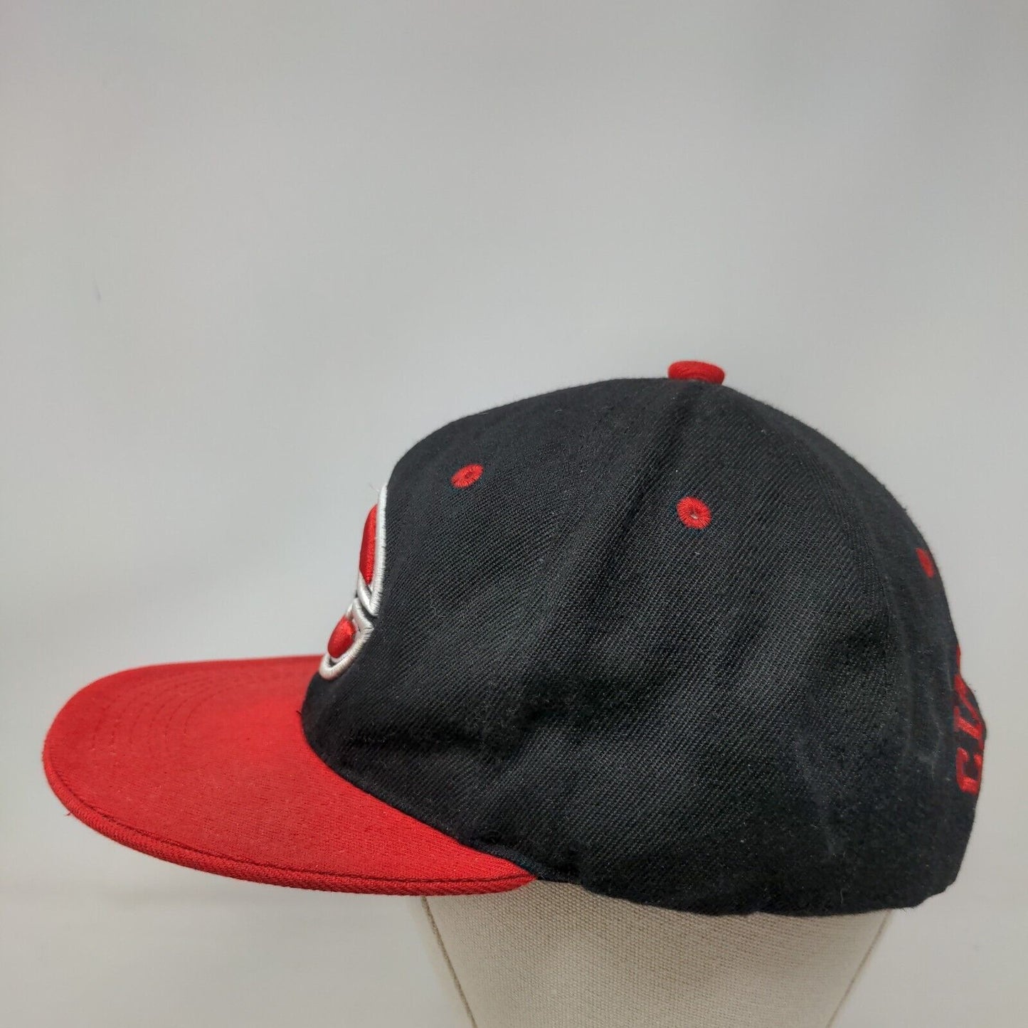 Cincinnati Reds Snapback Hat Black Red MLB Embroidered Big Logo Spell Out MLB
