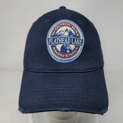 Woods Bay Montana Flathead Lake Patch Strapback Hat Blue OSFM Otto
