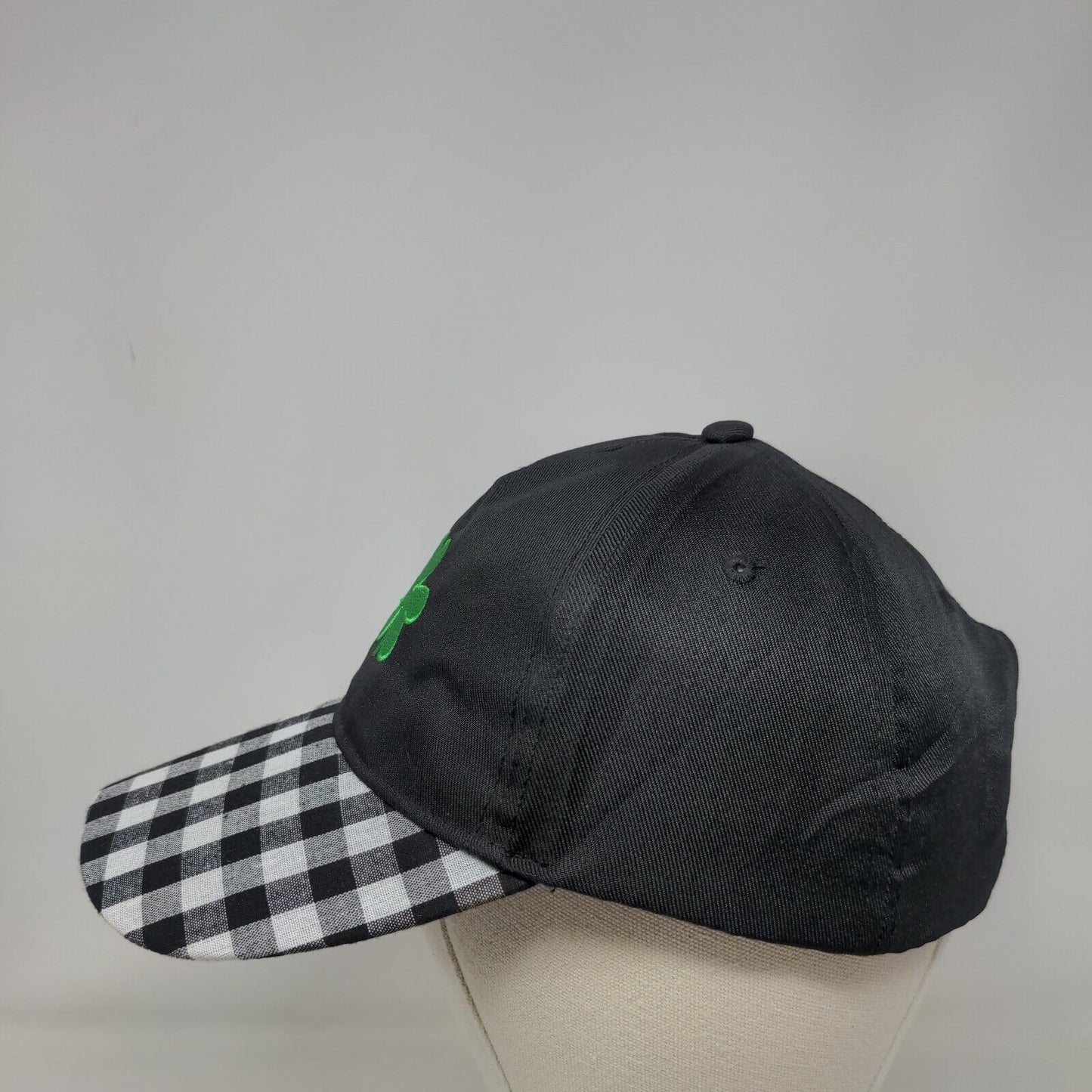Clover Shamrock Strapback Hat Multicolor One Size Embroidered Check
