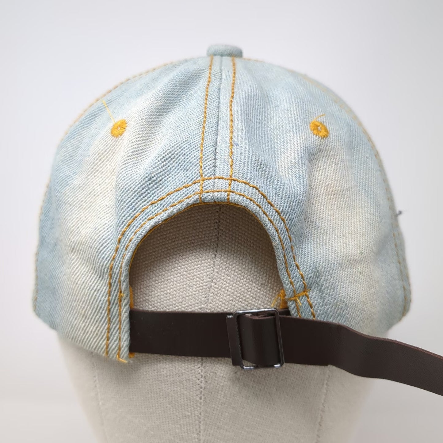 Baseball Cap Blue One Size Studded Rhinestone Peace Sign Denim Slideback Hat