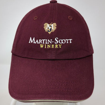 Port Authority Baseball Cap Red One Size Martin-Scott Winery Sandwich Brim Hat