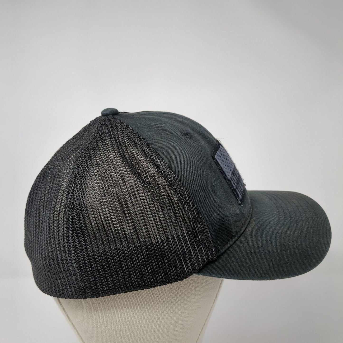 Pine Trees USA Flag Fitted Mesh Back Trucker Hat Black One Size Columbia