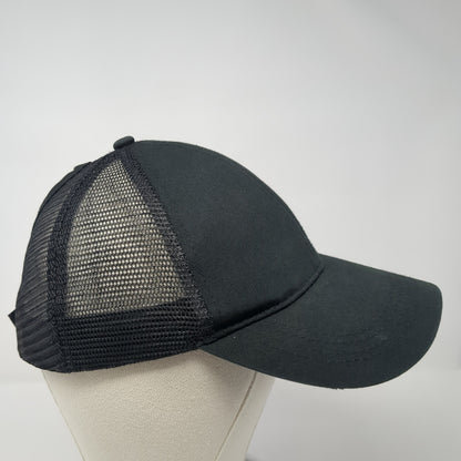C.C Exclusives Ponytail Trucker Hat Black One Size Adjustable Mesh Back Blank