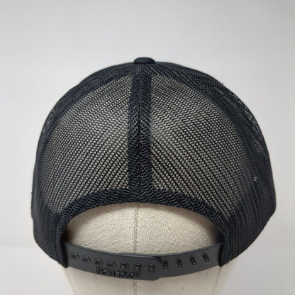 Richardson Snapback Mesh Back Trucker Hat Black One Size Leather Patch