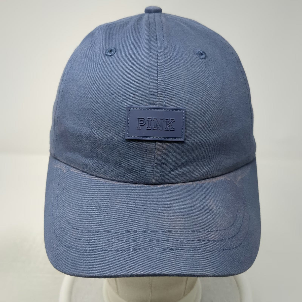 PINK Victoria's Secret Baseball Cap Blue OSFM Slideback Cotton Logo Strap Hat