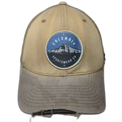 Columbia Trucker Hat Beige Gray One Size Mesh Back Mountain Patch Snapback