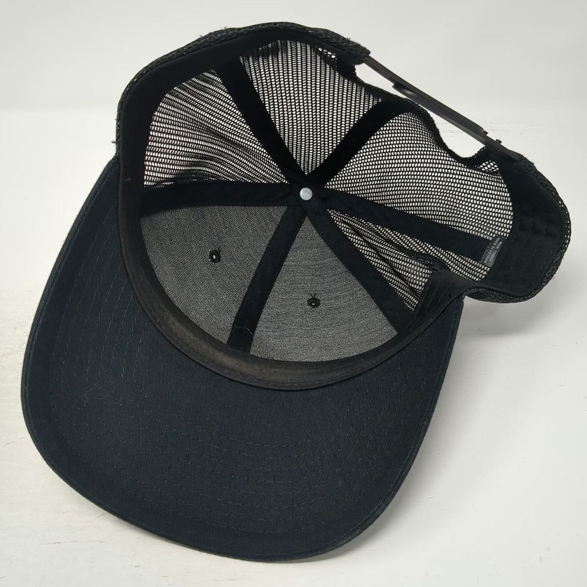 Hooked and Tagged Black One Size Trucker Hat Mesh Back Snapback Hunting Fishing