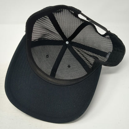 Hooked and Tagged Black One Size Trucker Hat Mesh Back Snapback Hunting Fishing