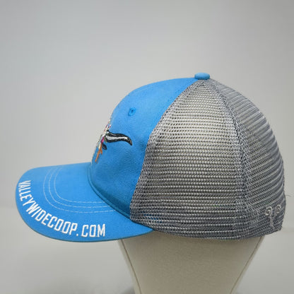Vie Trucker Hat Blue Gray White One Size Mesh Floral Longhorn Skull Embroidery