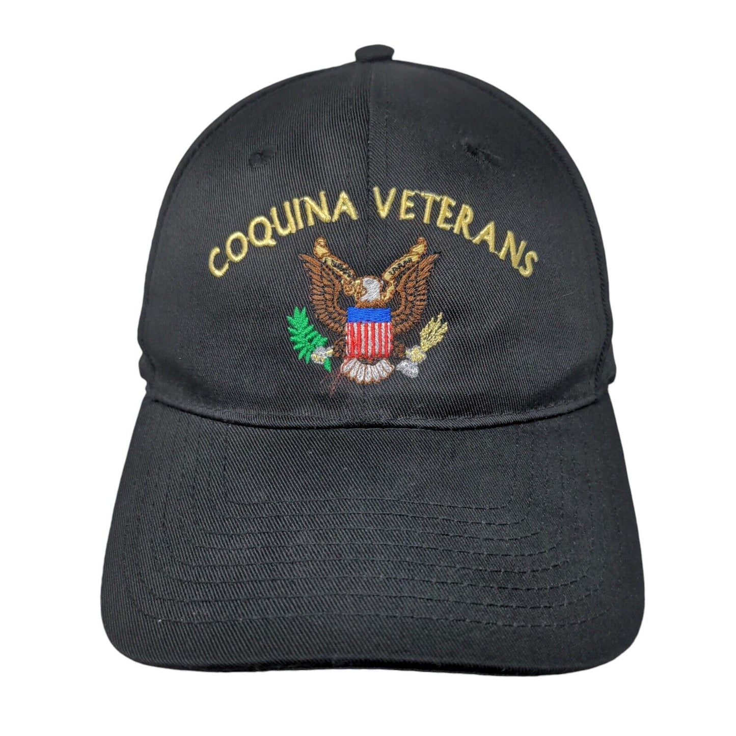 Coquina Veterans Snapback Hat Black One Size Embroidered Adjustable