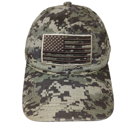 American Flag Strapback Hat Multicolor One Size Digital Camo Adjustable
