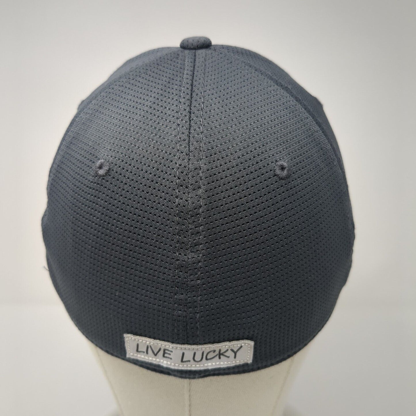 Live Lucky Fitted Baseball Cap Gray Medium Lightweight Embroidered Black Clover