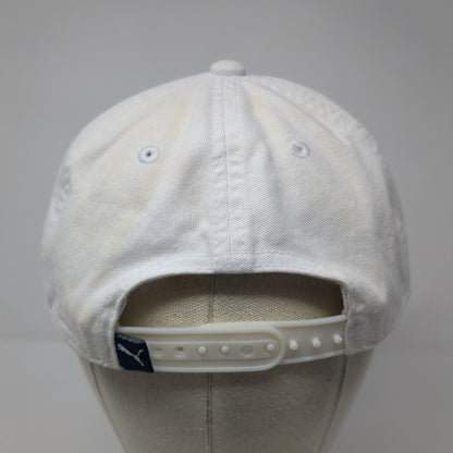 Puma Logo Snapback Hat White One Size Adjustable Solid Vent Holes Outdoor