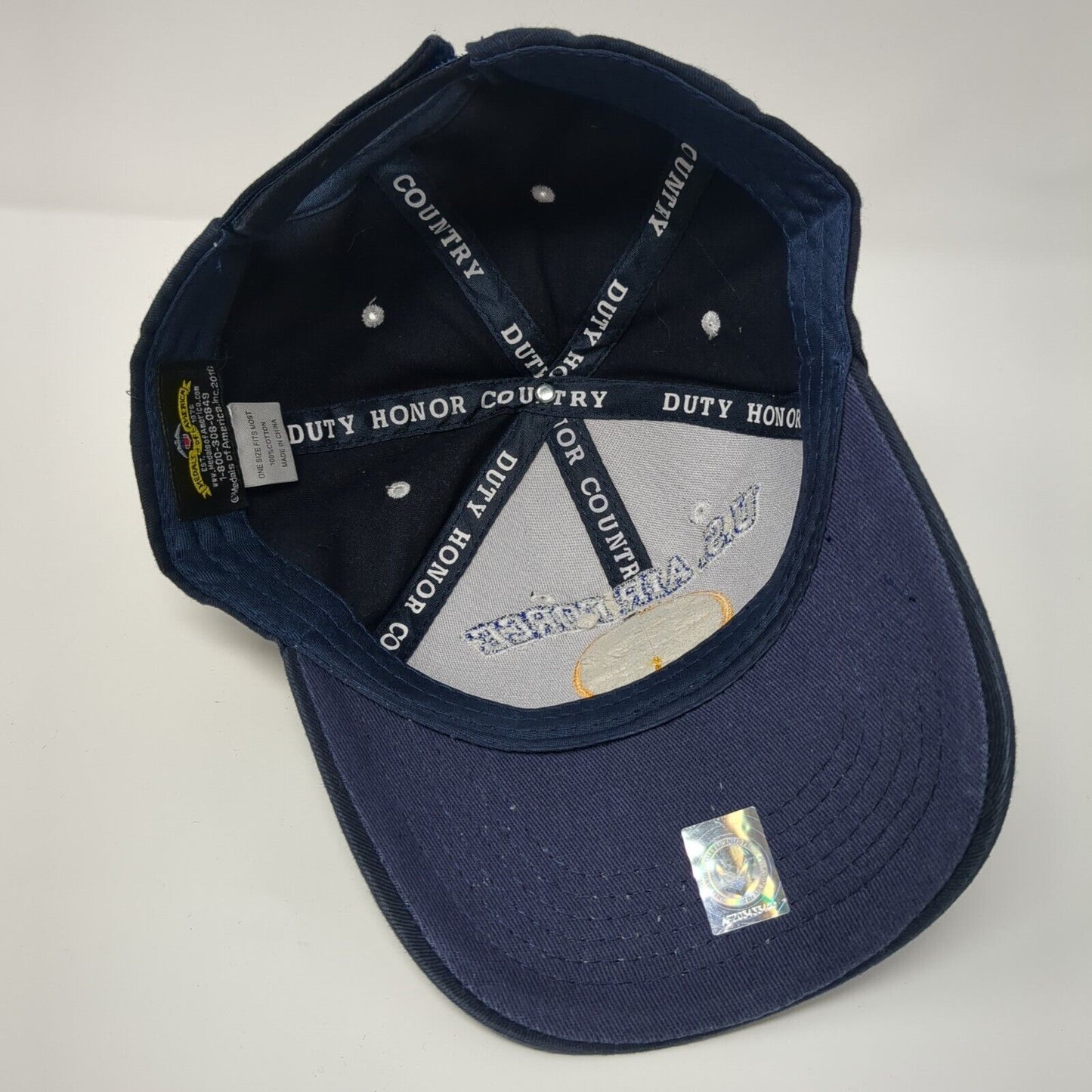 US Air Force Veteran Strapback Hat Blue OSFM Solid Duty Honor Country