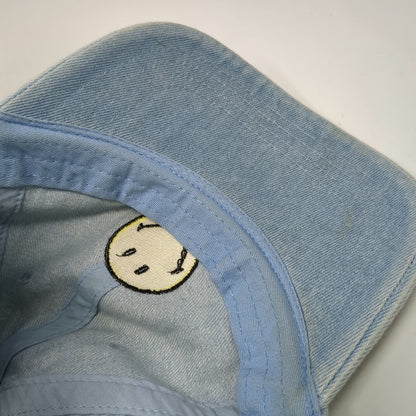 American Eagle Baseball Cap Blue One Size Denim Smiley Face Slideback Cotton Hat