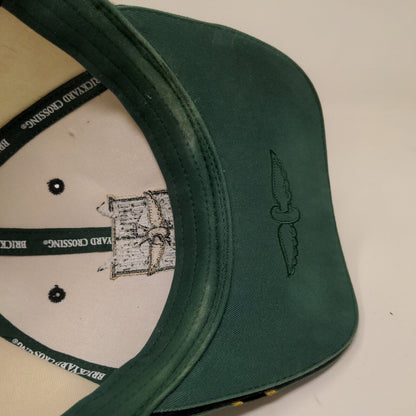 Brickyard Authentics Men's Strapback Hat Tan Green Embroidered Golf Logo