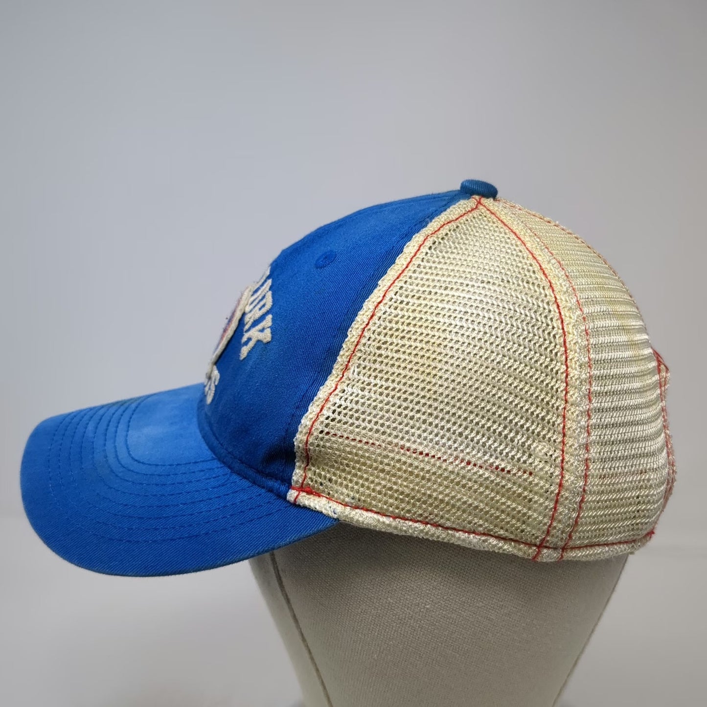 New York Giants NFL Reebok Trucker Hat Blue Beige Red One Size Snapback Mesh