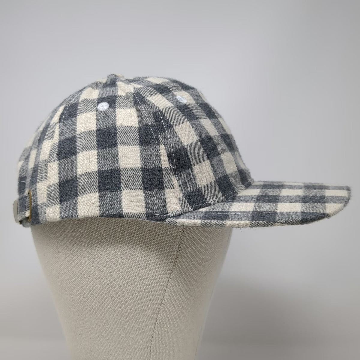 COCUS POCUS Baseball Cap Gray Black One Size Buffalo Check Plaid Slideback Hat
