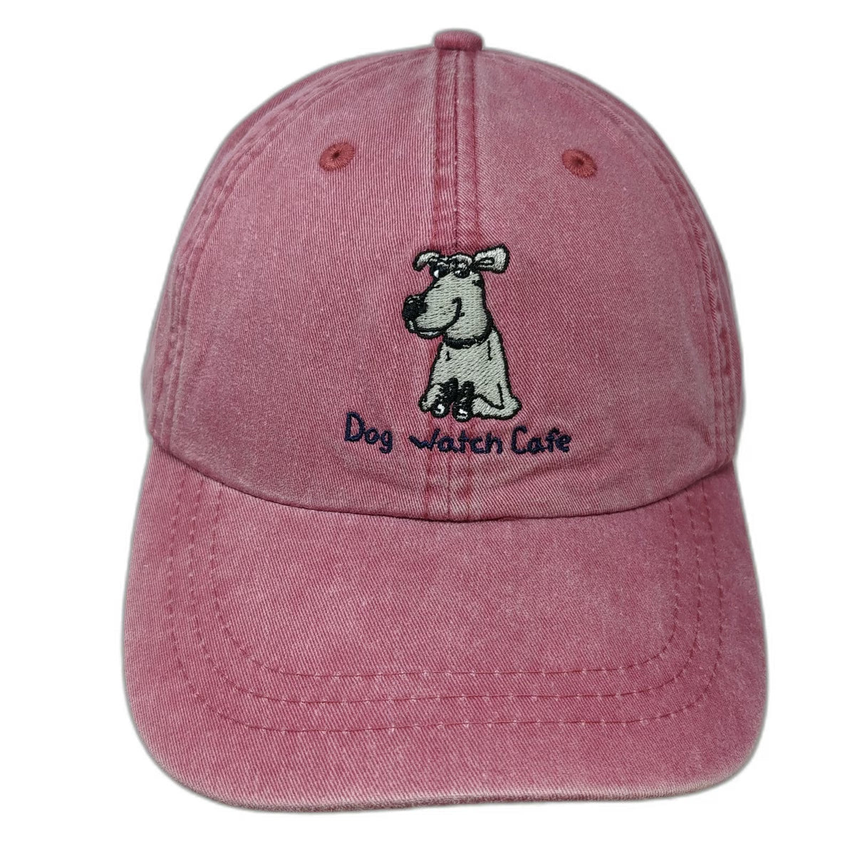 Adams Baseball Cap Red One Size Leather Strapback Dog Watch Cafe Stonington CT