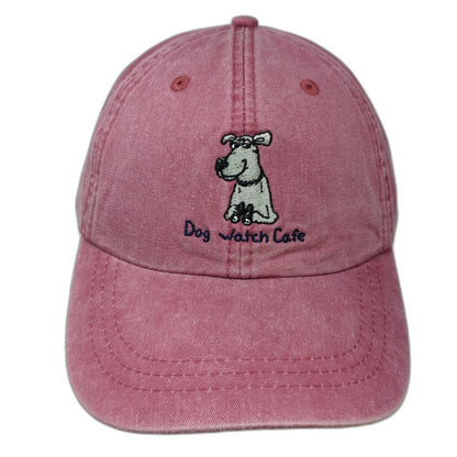 Adams Baseball Cap Red One Size Leather Strapback Dog Watch Cafe Stonington CT