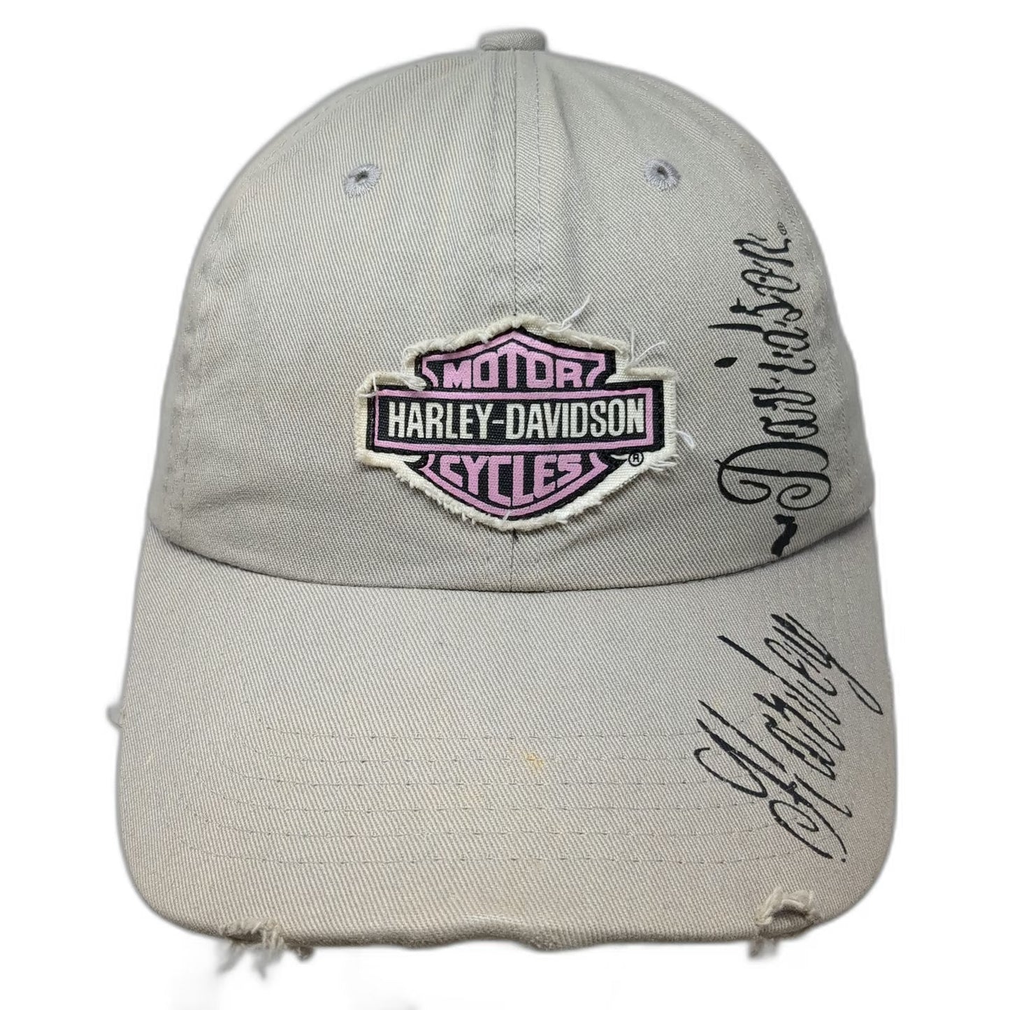Harley-Davidson Baseball Cap Beige One Size Pink Logo Strapback Side Script Hat