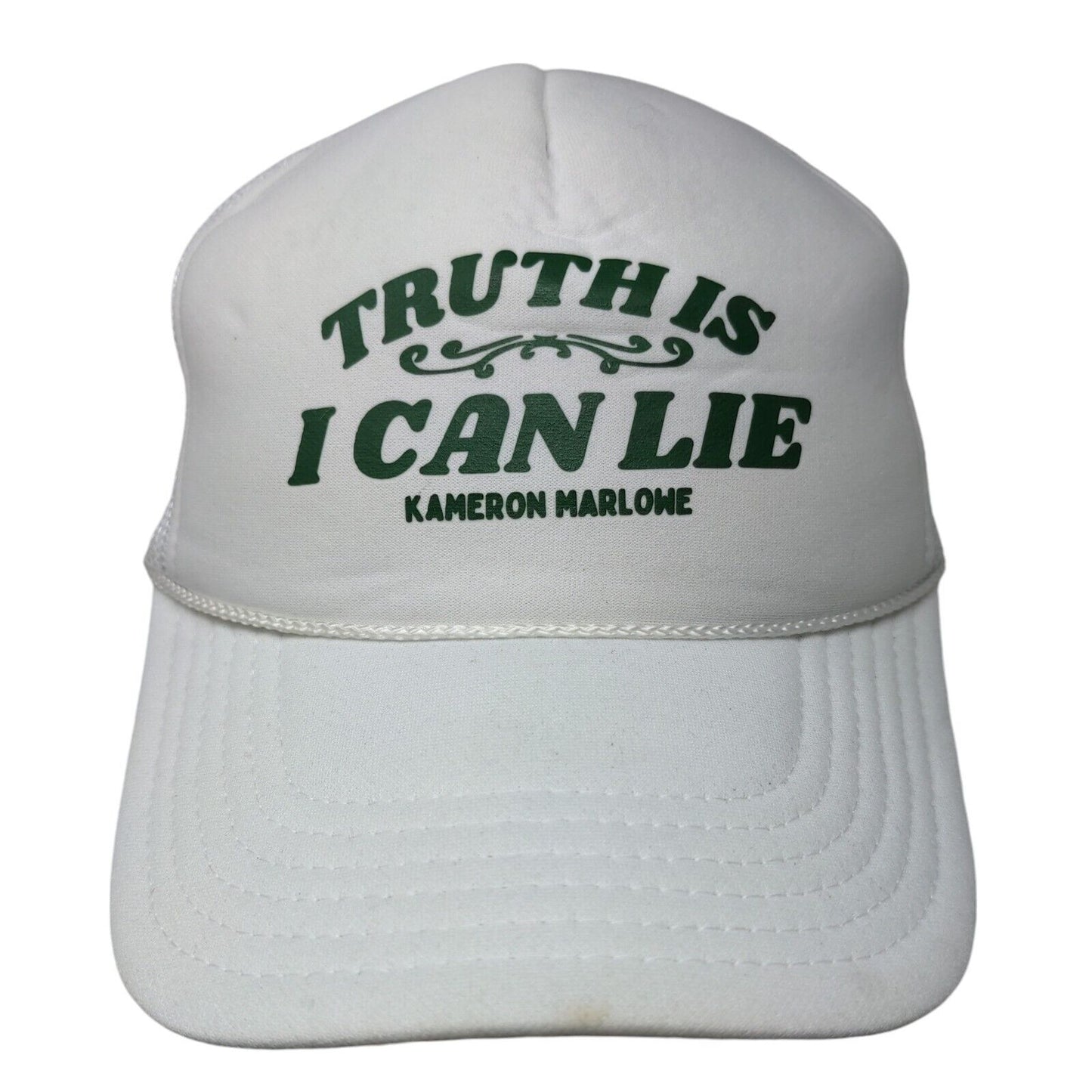 Truth Is I Can Lie Kameron Marlowe Snapback Trucker Hat White OSFM Rope Otto