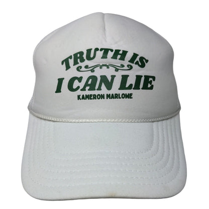 Truth Is I Can Lie Kameron Marlowe Snapback Trucker Hat White OSFM Rope Otto