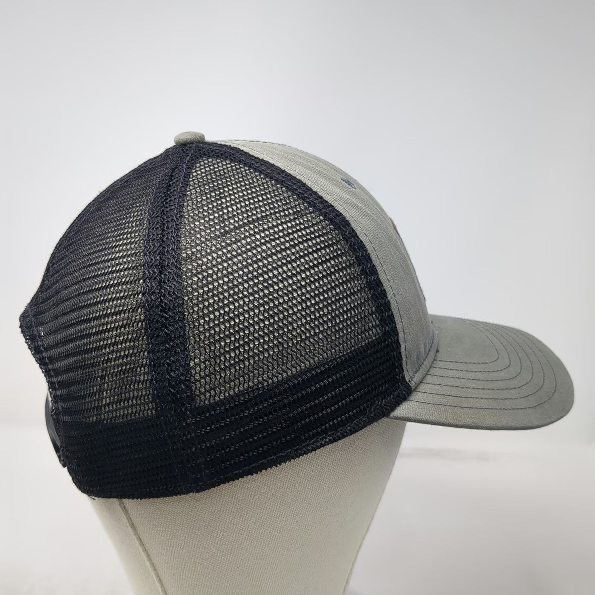 The North Face Trucker Hat Gray One Size Brown Logo Patch Mesh Back Snapback