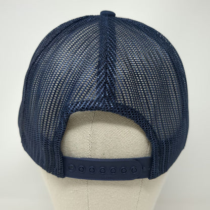 Yupoong Blue White Trucker Hat One Size Grand Forks Regional Airport Plane Mesh