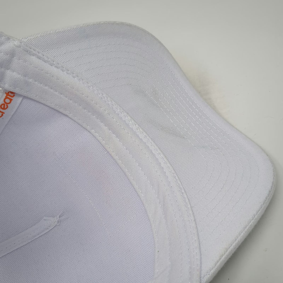 Create Trucker Hat White One Size Orange Embroidered Patch Mesh Back Snapback