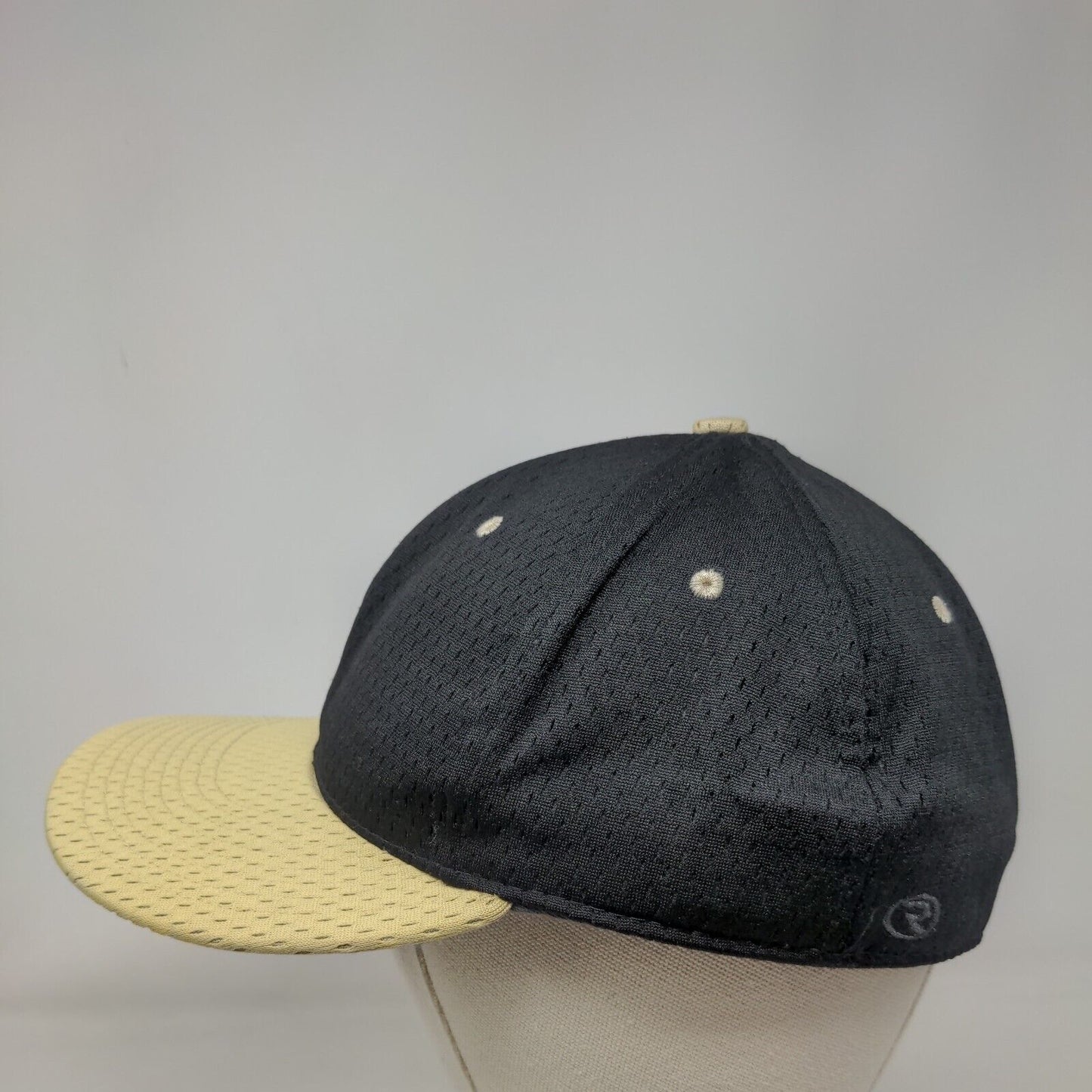 Richardson Fitted Hat Black Size 7 3/8 Breathable Vented Holes 6 Panel Blank