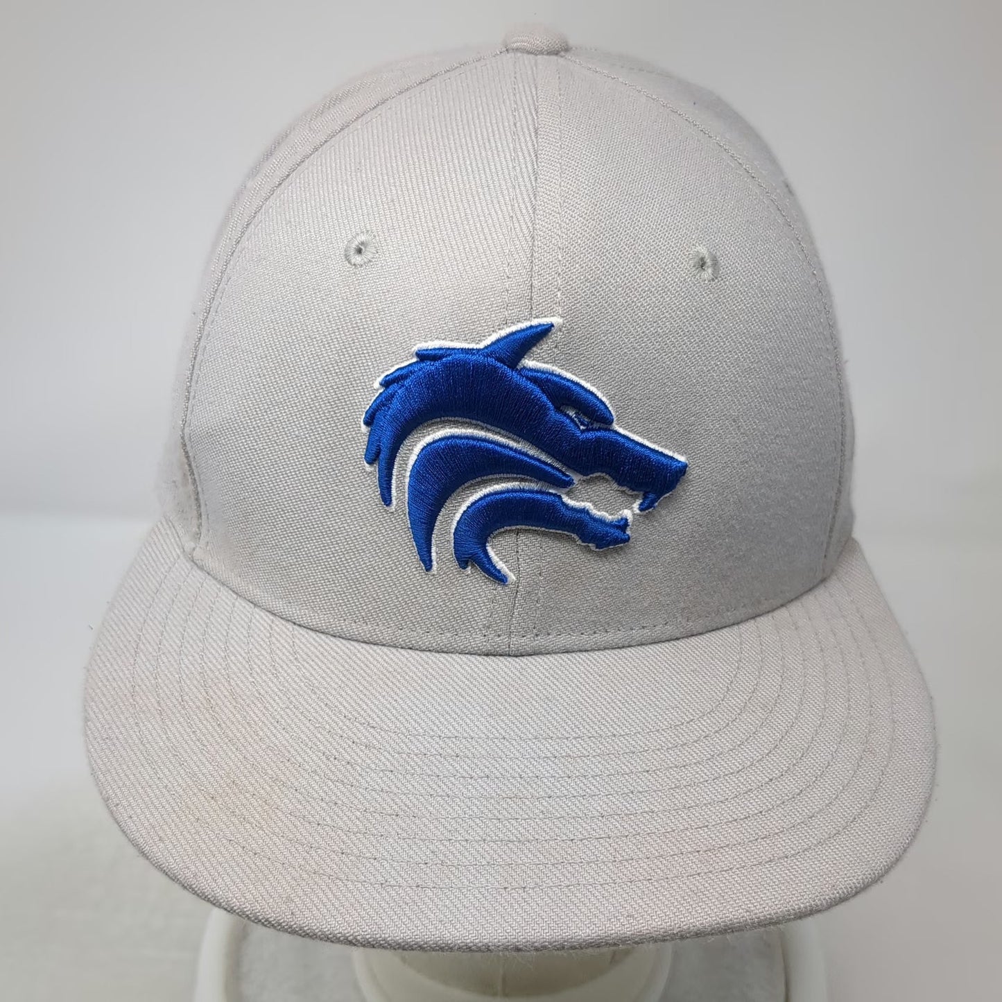 Wolf Head Nike Cap Gray L Blue Swoosh Dri-Fit Wolf Head Hat Embroidered Logo