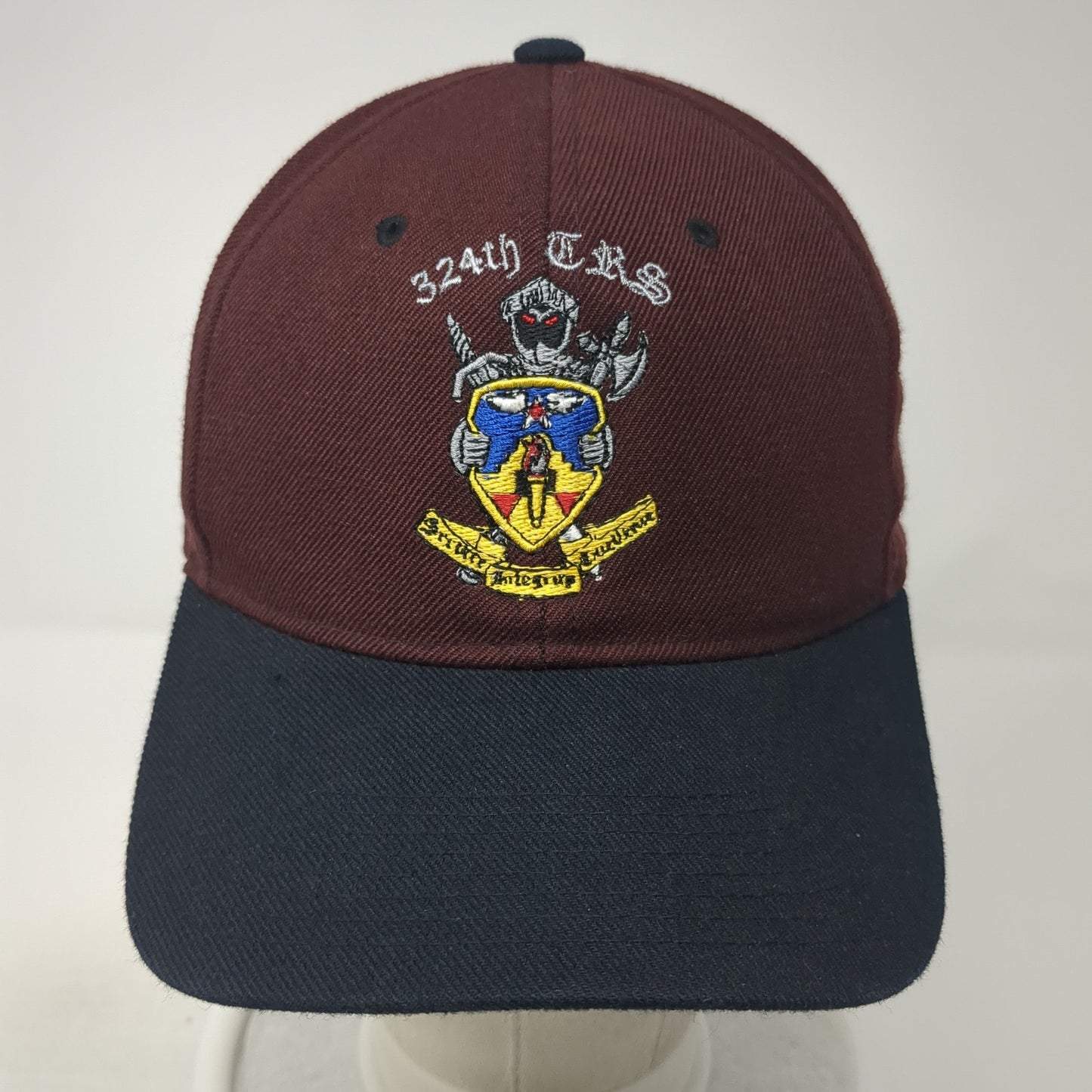 324th ERS Strapback Baseball Cap Red One Size Adjustable Embroidered Kee & Ed
