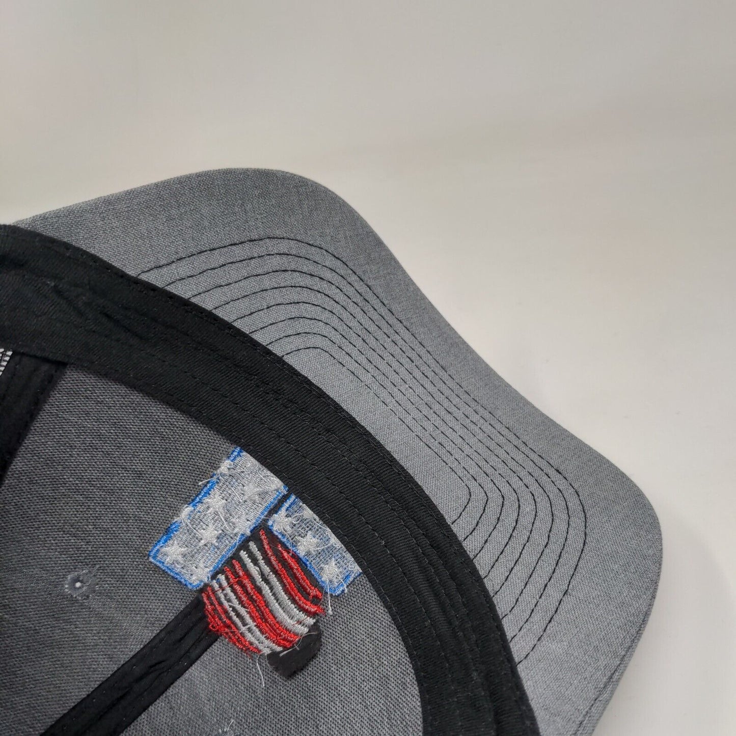 American Flag Lewis Corporation Snapback Trucker Hat Gray OSFA Patriotic MAX